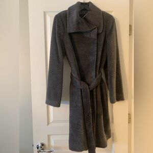 Talbots Gray Alpaca/Wool Belted Coat Size 4.